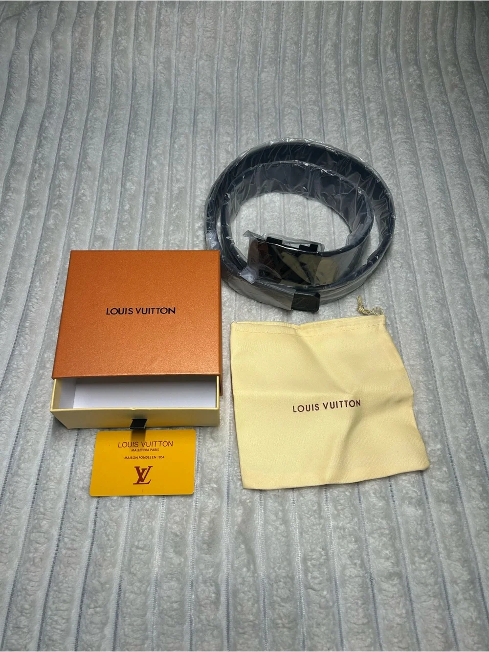 Louis Vuitton Black Monogram Canvas Men's Belt with Signature Packaging